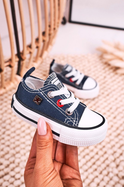 Sneakers da bambino modello classico con suola piatta BIG STAR HH374195 blu scuro