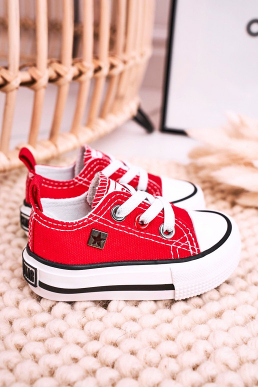 Sneakers da bambino modello classico con suola piatta BIG STAR HH374196 colore rosso