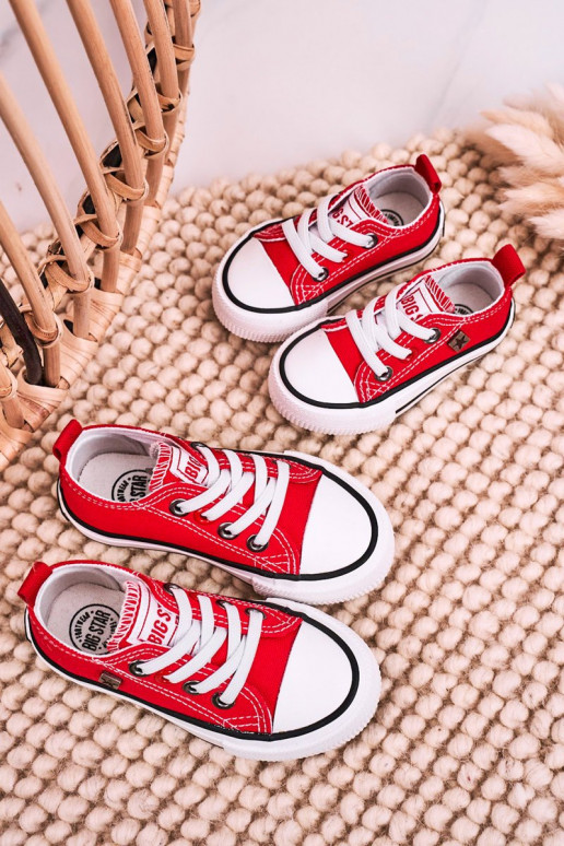 Sneakers da bambino modello classico con suola piatta BIG STAR HH374196 colore rosso