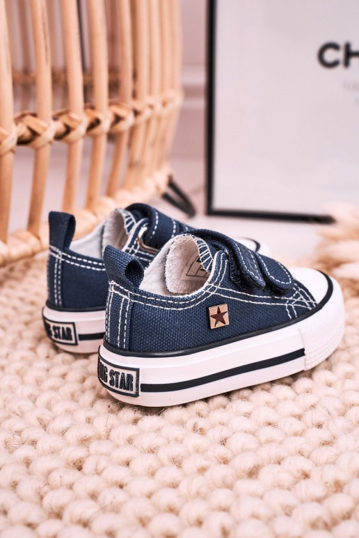 Scarpe per il tempo libero da bambino con chiusure adesive BIG STAR HH374201 blu scuro