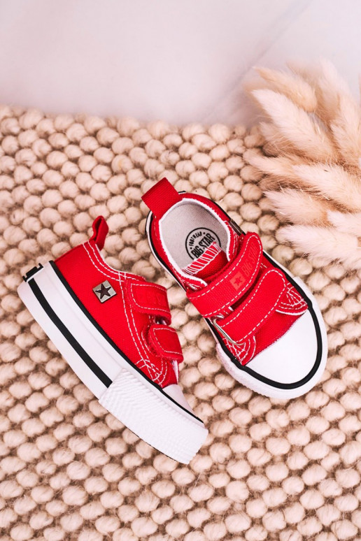 Scarpe per il tempo libero da bambino con chiusure adesive BIG STAR HH374202 colore rosso