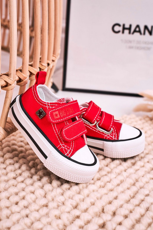 Scarpe per il tempo libero da bambino con chiusure adesive BIG STAR HH374202 colore rosso