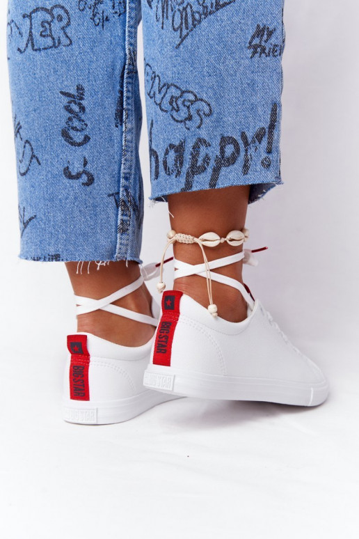 Sneakers in pelle naturale con strisce decorative BIG STAR DD274685 colore bianco Sneakers in pelle naturale con strisce decorative BIG STAR DD274685 colore bianco