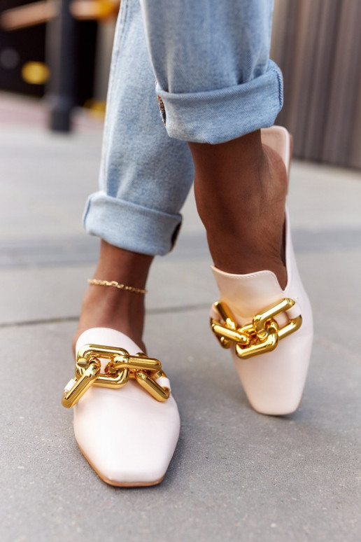 Sandali Call On Me con catena in beige