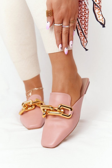 Pantofole rosa con tacco a catena Call On Me