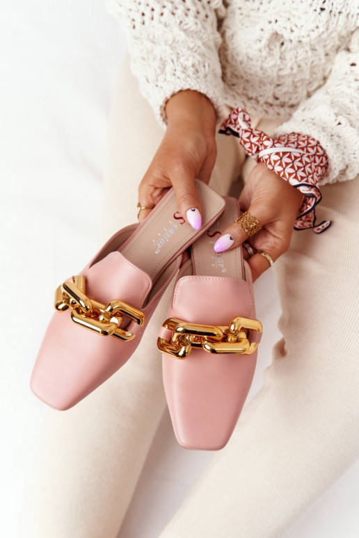Pantofole rosa con tacco a catena Call On Me
