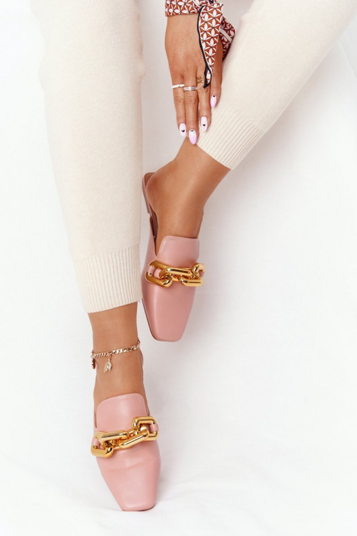 Pantofole rosa con tacco a catena Call On Me