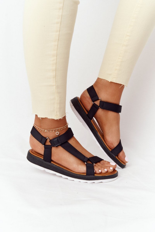 Sandali da donna con suola in gomma di colore nero Stranger