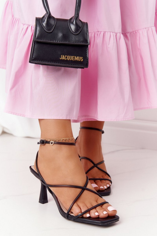 sandali con tacco sottile S.Barski C420-11 colore nero