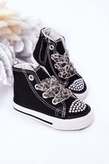 Scarpe per il tempo libero per bambini con occhielli scintillanti in colore nero Smile