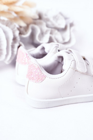 Scarpe da ginnastica per bambini con chiusure adesive Colore bianco-rosa Cute Girl 2