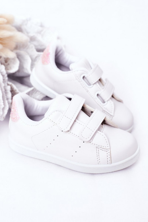 Scarpe da ginnastica per bambini con chiusure adesive Colore bianco-rosa Cute Girl Scarpe da ginnastica per bambini con chiusure adesive Colore bianco-rosa Cute Girl