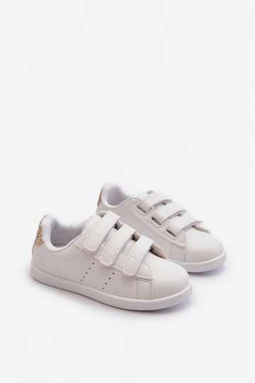 Sneakers da bambino con chiusure adesive Colore bianco-oro Cute Girl 2