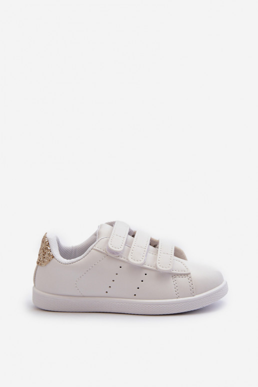 Sneakers da bambino con chiusure adesive Colore bianco-oro Cute Girl Sneakers da bambino con chiusure adesive Colore bianco-oro Cute Girl