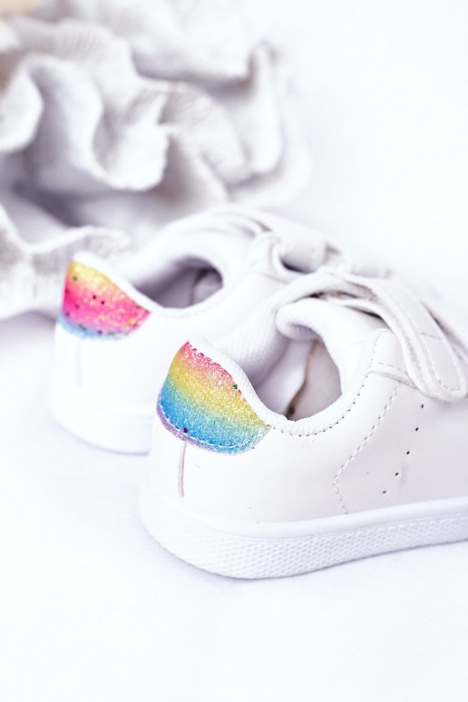 Scarpe da ginnastica per bambini con chiusure adesive Colore bianco-arcobaleno Cute Girl