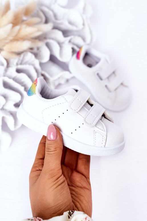 Scarpe da ginnastica per bambini con chiusure adesive Colore bianco-arcobaleno Cute Girl