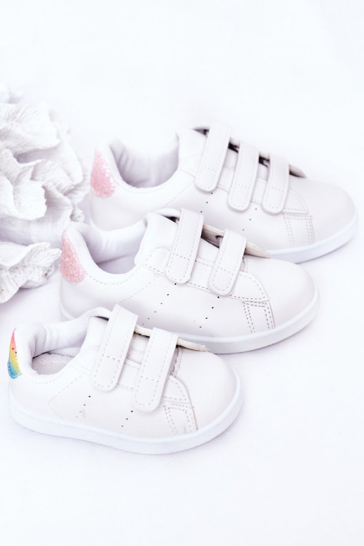 Scarpe da ginnastica per bambini con chiusure adesive Colore bianco-arcobaleno Cute Girl