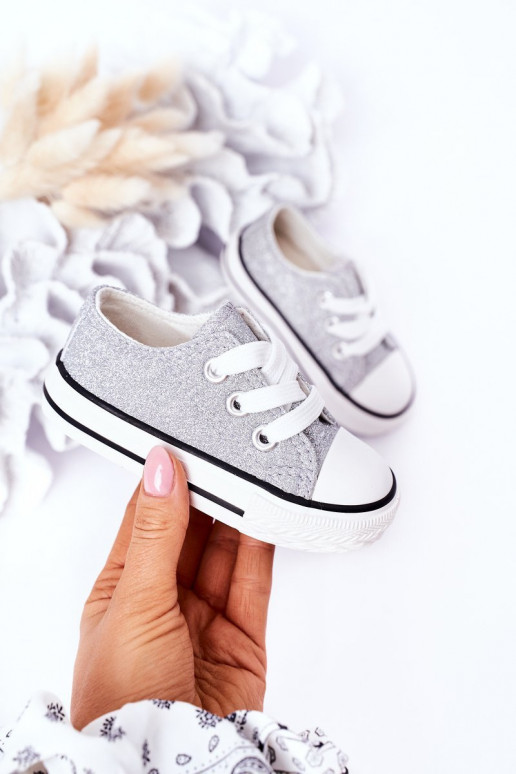 Scarpe casual per bambini con Bling-Bling color argento brillante