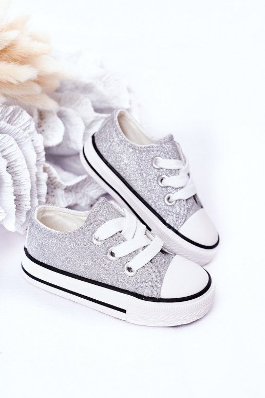 Scarpe casual per bambini con Bling-Bling color argento brillante