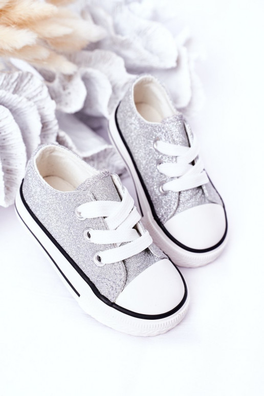 Scarpe casual per bambini con Bling-Bling color argento brillante