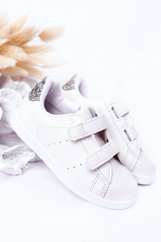 Scarpe da ginnastica per bambini con chiusure adesive Colore bianco-argento Cute Girl