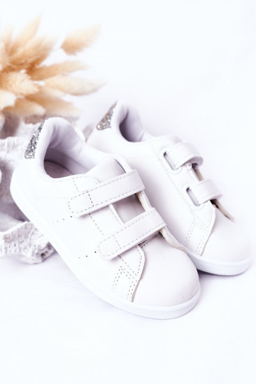 Scarpe da ginnastica per bambini con chiusure adesive Colore bianco-argento Cute Girl