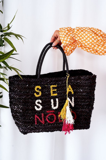 Borsa da spiaggia intrecciata NOBO XK0410 nera