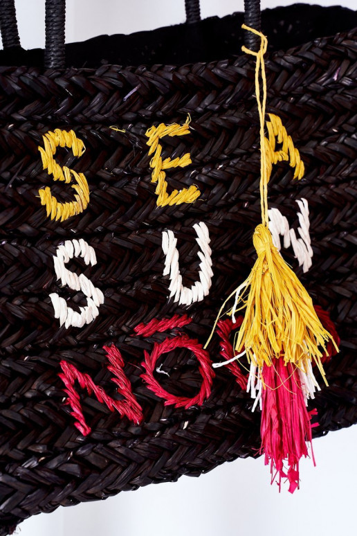 Borsa da spiaggia intrecciata NOBO XK0410 nera