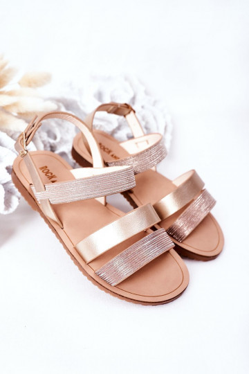 Sandali lucidi da bambino in colore oro rosa Natalie