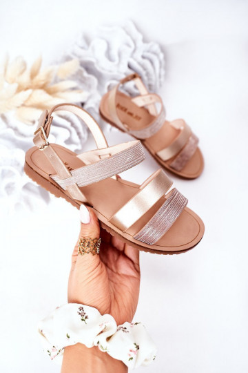 Sandali lucidi da bambino in colore oro rosa Natalie 2