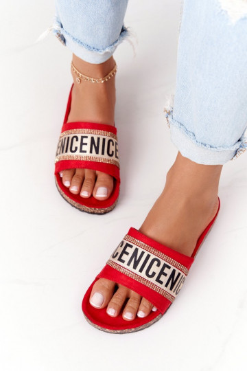 Pantofole con occhi scintillanti in colore rosso Be Nice 2