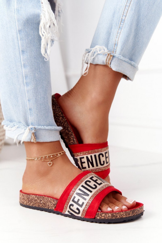 Pantofole con occhi scintillanti in colore rosso Be Nice