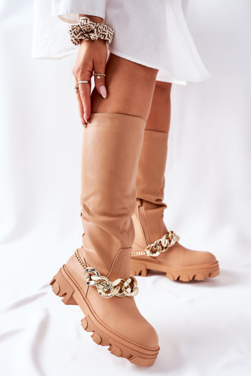 Stivali lunghi con dettagli eleganti nel colore marrone Cecina