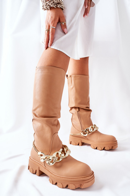 Stivali lunghi con dettagli eleganti nel colore marrone Cecina