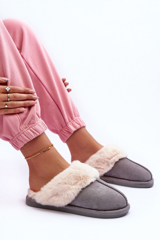 Pantofole con pelliccia nel colore grigio Pinky