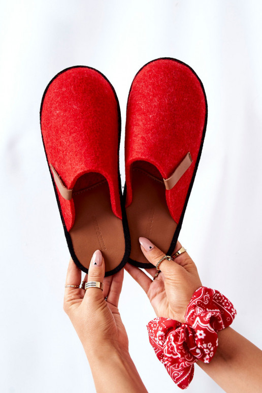 Pantofole fatte in casa II267002 colore rosso-marrone