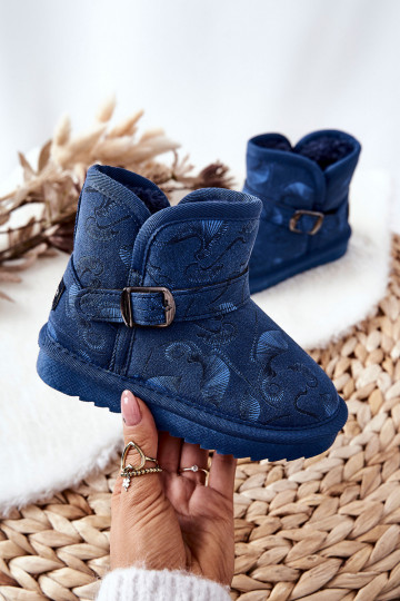 Doposci per bambini con pelliccia in blu scuro Kawai