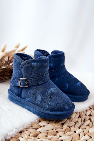 Doposci per bambini con pelliccia in blu scuro Kawai 2