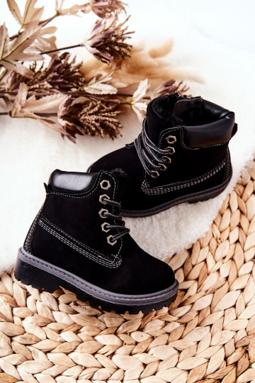 Stivaletti stringati da bambino in colore nero Milos