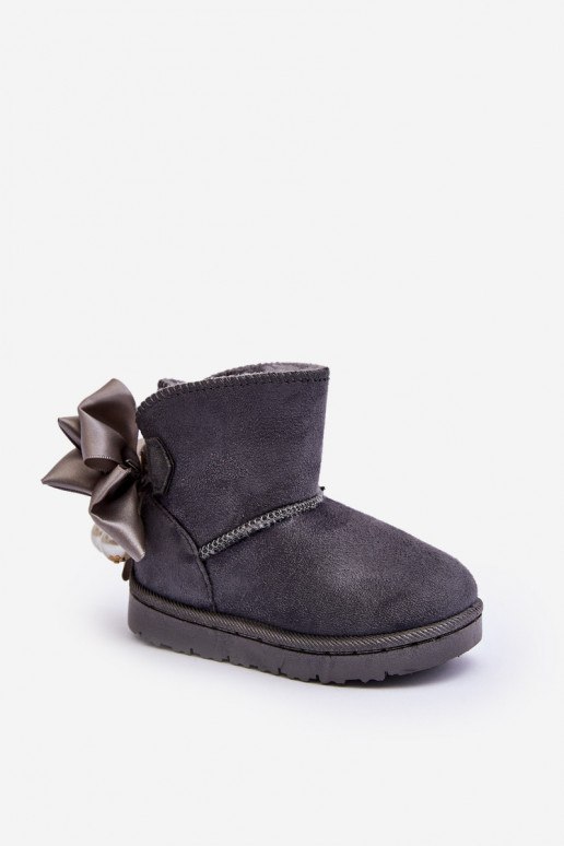 Doposci riscaldati per bambini con nastri in Snowis grigio