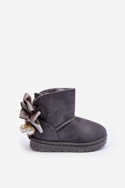 Doposci riscaldati per bambini con nastri in Snowis grigio