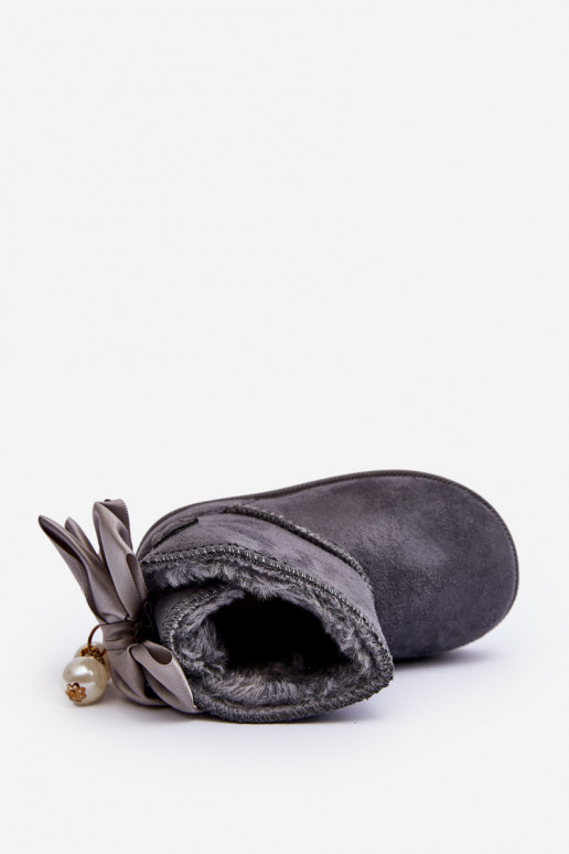 Doposci riscaldati per bambini con nastri in Snowis grigio