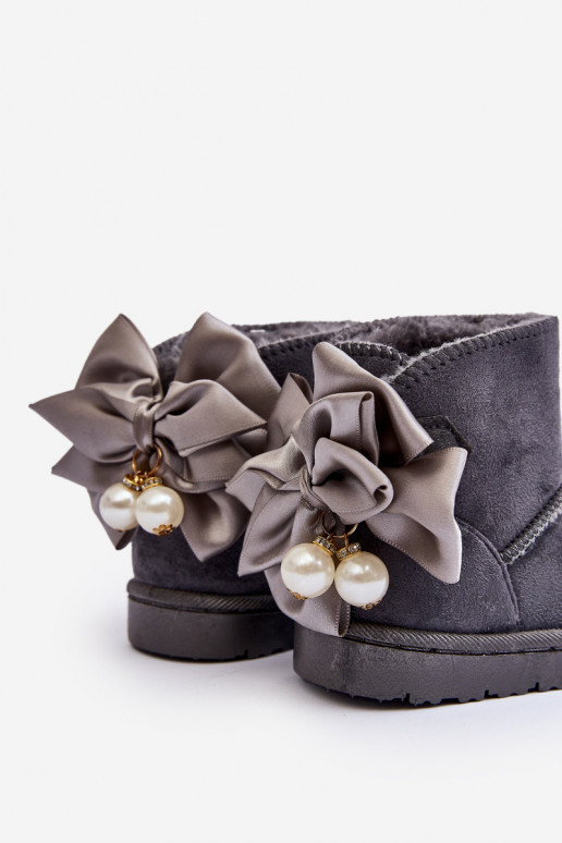 Doposci riscaldati per bambini con nastri in Snowis grigio