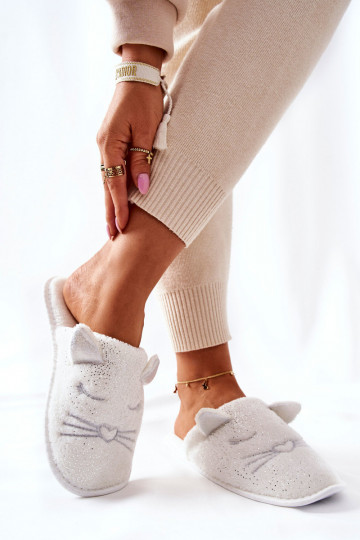 pantofole Shiny con orecchie colore bianco Kaisy