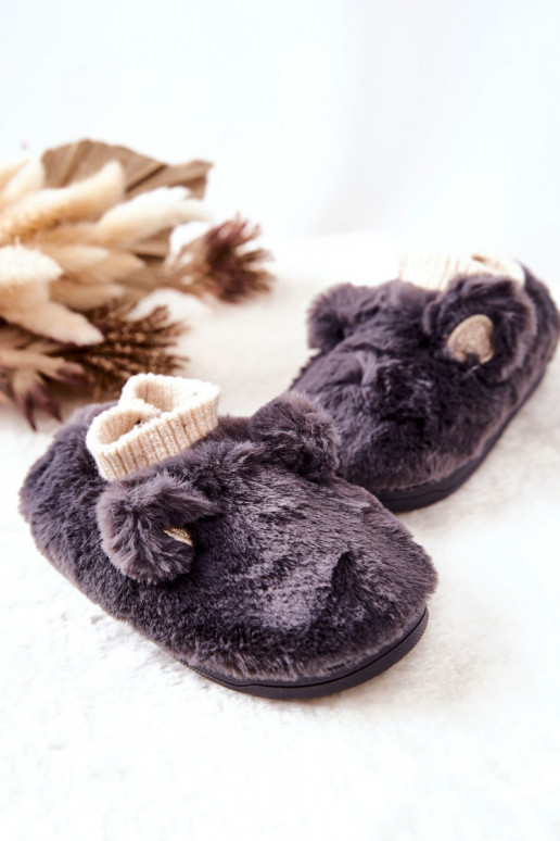 Pantofole riscaldate con chiusura a strappo in colore grigio Dessi