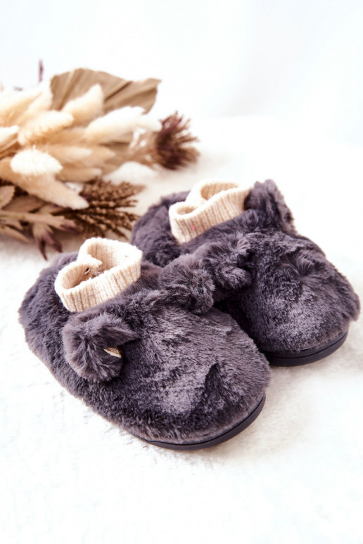 Pantofole riscaldate con chiusura a strappo in colore grigio Dessi