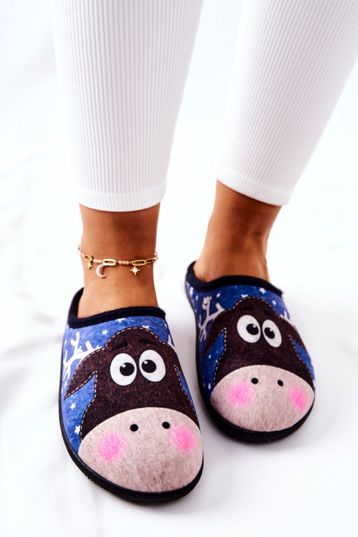 Pantofole riscaldate colore blu Elodie