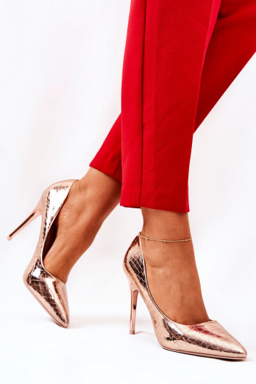 Decollete Tissoria stampa serpente rose gold