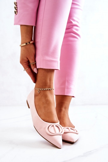 Ballerine a punta in camoscio Neris rosa chiaro