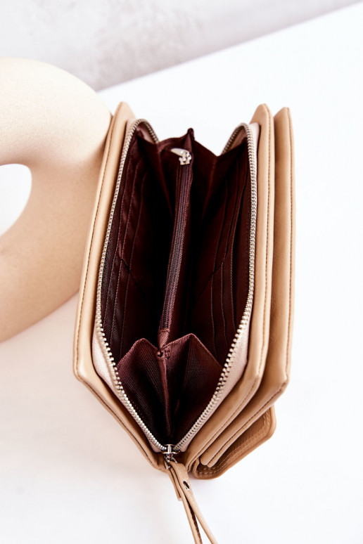 Portafoglio grande in pelle con cerniera Loreaine avorio Portafoglio grande in pelle con cerniera Loreaine avorio